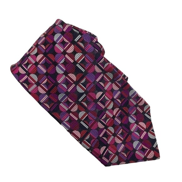 Duchamp Silk Handmade Men’s Neck Tie multicolor Stripes And Circles 60” England - Picture 1 of 4